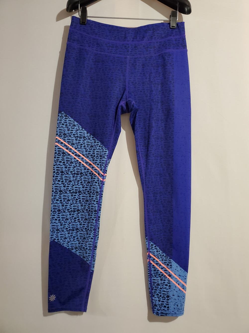 Athleta Asym Camo Sonar Blue 7/8 Tights Womens Size M Compression Activewear